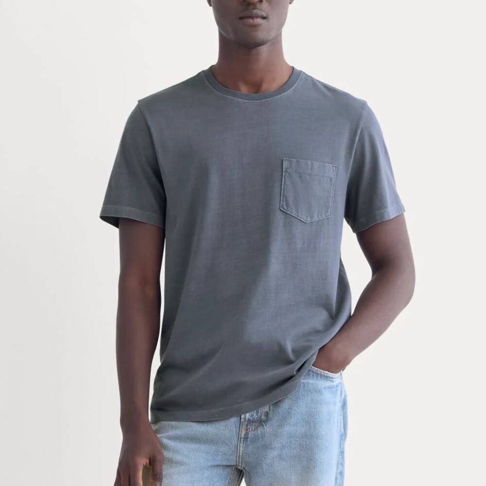 Everlane The Essential Organic Garment Dyed Crew Navy Size Medium NWT - Picture 1 of 8